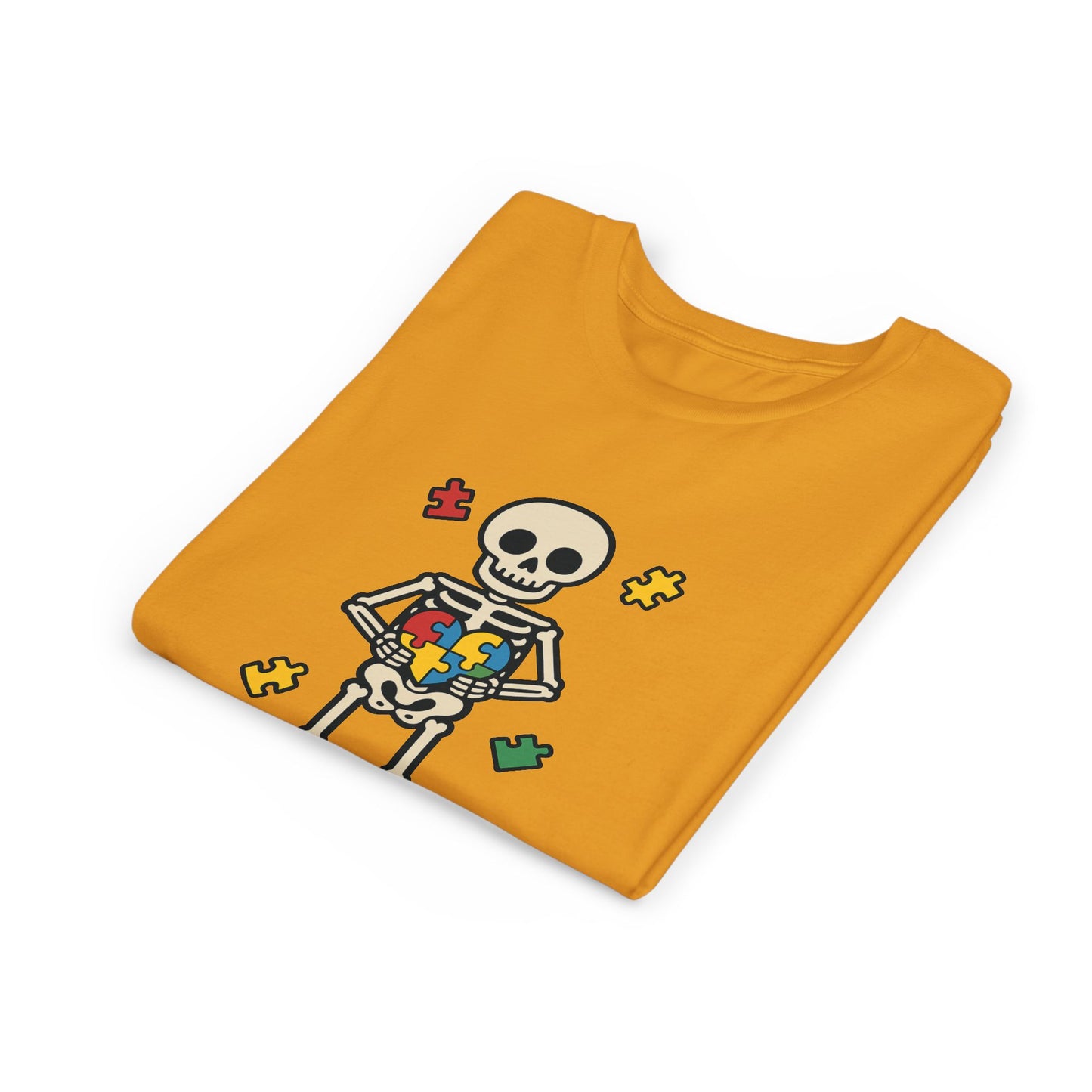 Spooky Skeleton Puzzle Heart Kids Tee β Fun Halloween Youth Shirt