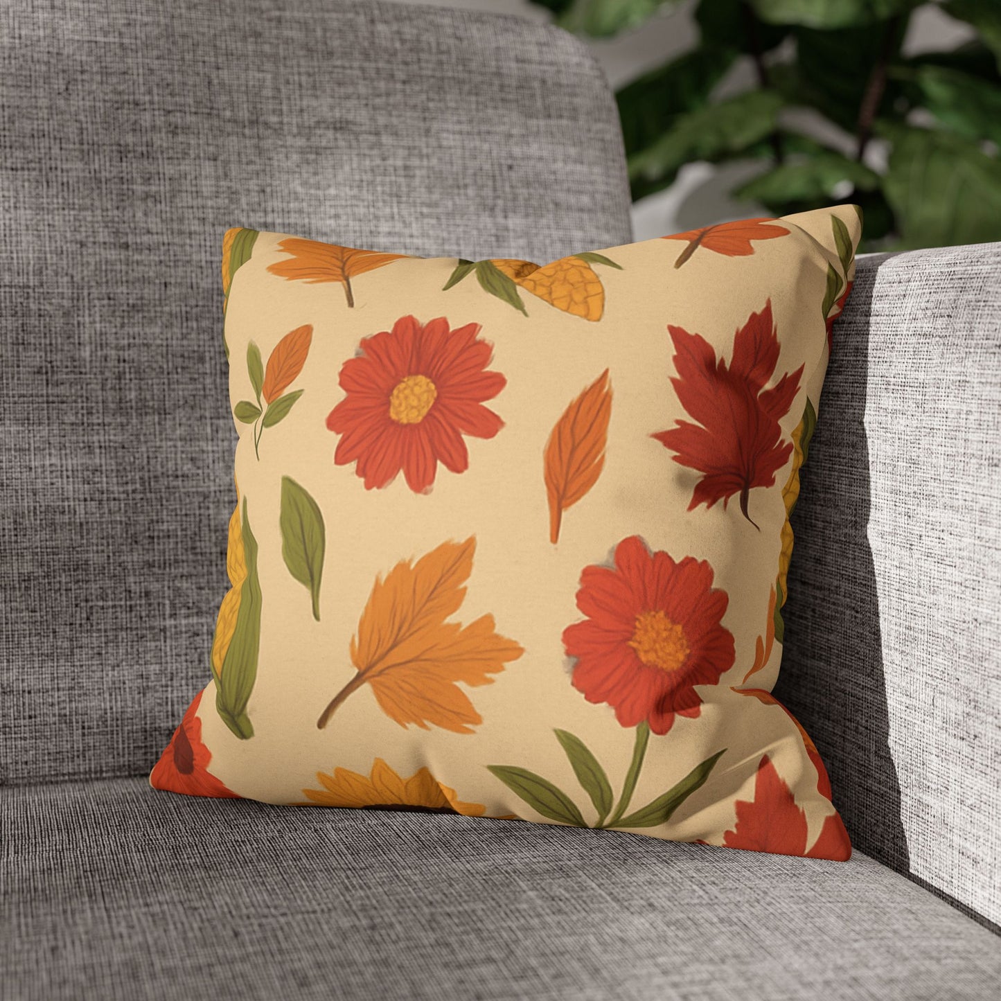 Autumn Floral Pillowcase, Cozy Home Decor, Fall Accent Cushion Case, Seasonal Throw Pillow, Thanksgiving Gift Idea