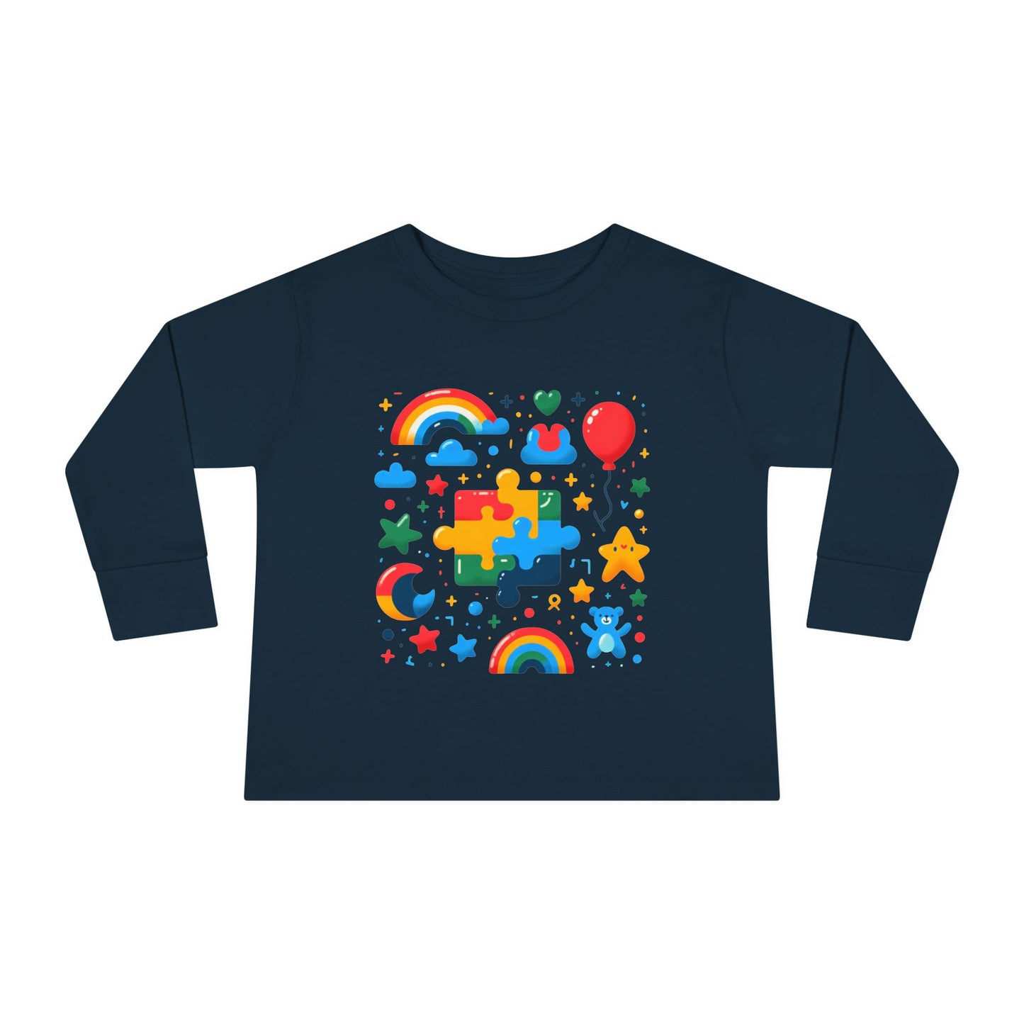 Rainbow Puzzle Toddler Shirt – Fun Long Sleeve Tee for Kids