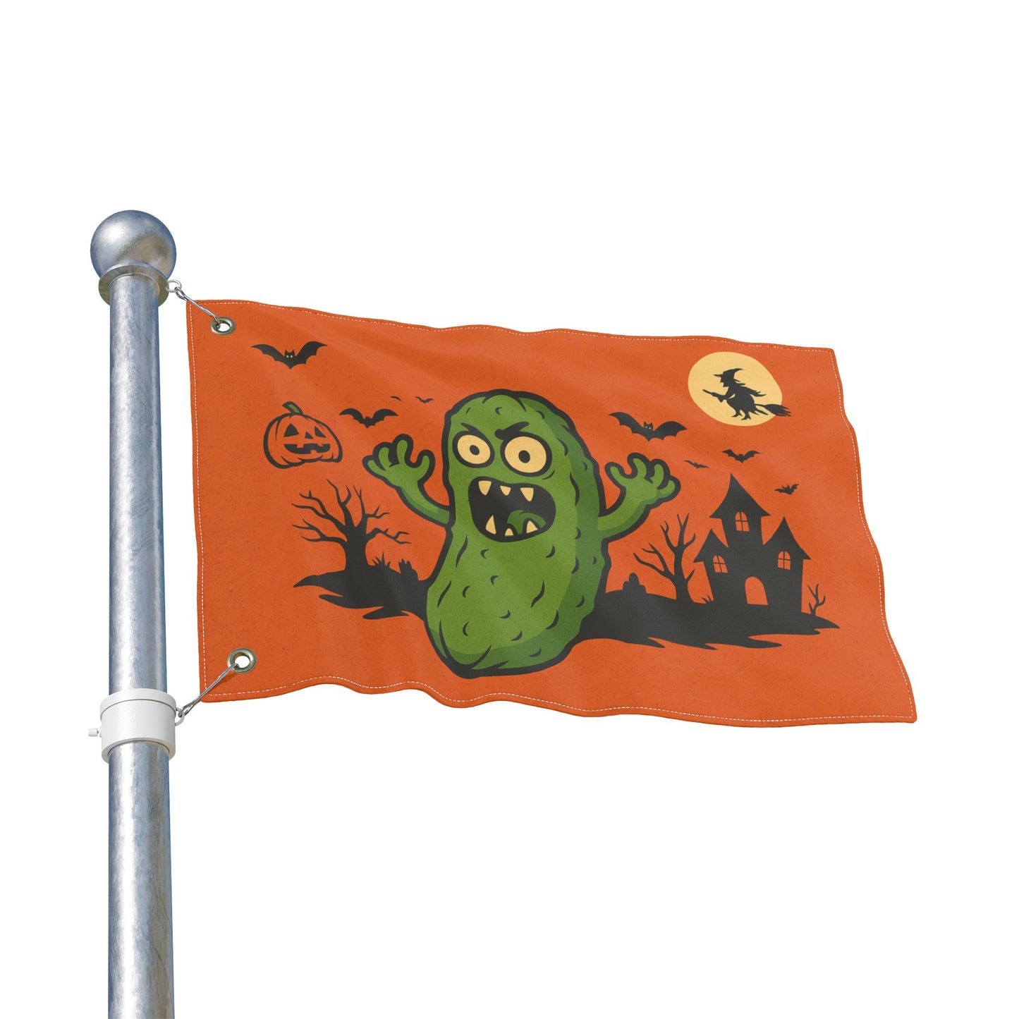 Trick or Treat Yourself Flag – Spooky Pickle & Pumpkin Yard Decor, Double-Sided Halloween Fun!