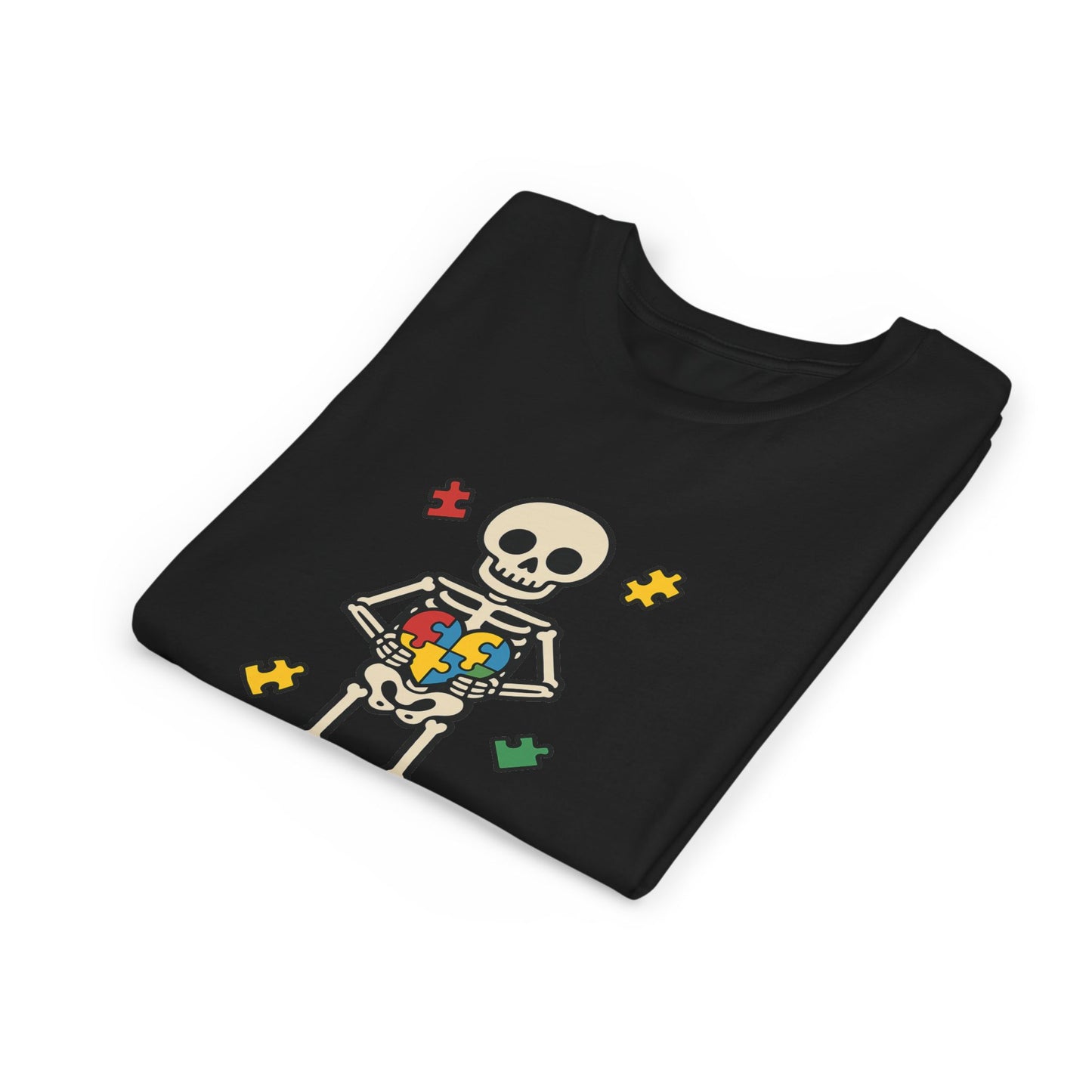 Spooky Skeleton Puzzle Heart Kids Tee β Fun Halloween Youth Shirt