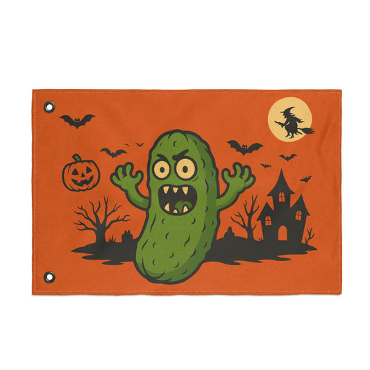 Trick or Treat Yourself Flag – Spooky Pickle & Pumpkin Yard Decor, Double-Sided Halloween Fun!