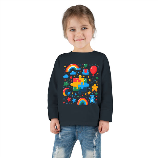 Rainbow Puzzle Toddler Shirt – Fun Long Sleeve Tee for Kids