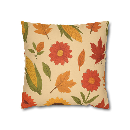 Autumn Floral Pillowcase, Cozy Home Decor, Fall Accent Cushion Case, Seasonal Throw Pillow, Thanksgiving Gift Idea