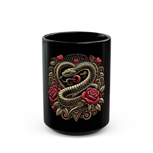 Year of the Snake 11oz Mug – Durable Black Ceramic Zodiac Drinkware