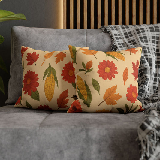 Autumn Floral Pillowcase, Cozy Home Decor, Fall Accent Cushion Case, Seasonal Throw Pillow, Thanksgiving Gift Idea