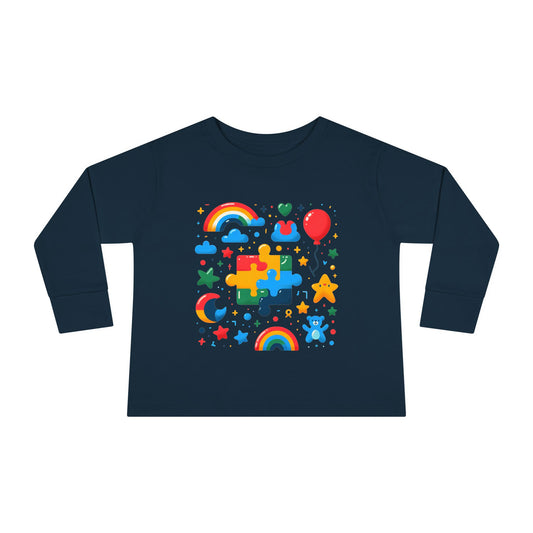 Rainbow Puzzle Toddler Shirt – Fun Long Sleeve Tee for Kids