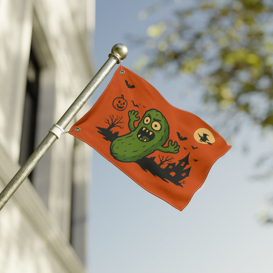 Trick or Treat Yourself Flag – Spooky Pickle & Pumpkin Yard Decor, Double-Sided Halloween Fun!