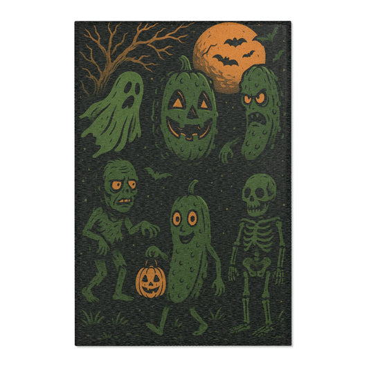 Spooky Pickle Monster Rug Halloween Area Carpet for Creepy-Cute Vibes & Haunted Decor!